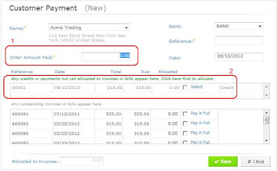 New Payments screen